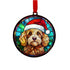 Cockapoo Golden in Santa Hat Suncatcher Decoration